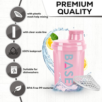 Bouteille shaker promotionnelle en plastique sans BPA de 300/500/700 ml, personnalisable, en PP, pour mélanger les protéines en poudre, avec logo.