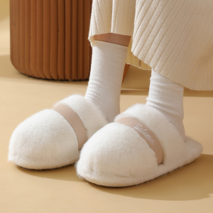 Pantoufles légères et douces personnalisées à marque privée, avec nœud en dentelle, antidérapantes, logo brodé, pour la maison, hiver et printemps - Product Image 5
