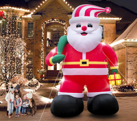 Père Noël Gonflable d'Extérieur avec Lumières LED, Géant Père Noël Soufflant pour Décorations de Fête de Noël Grandes Structures Gonflables avec Souffleur