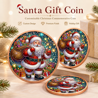 Pièce de monnaie en cuivre de collection de Noël, personnalisée, 1/5 once de Troye, médaille imprimée en couleur, livraison rapide directe d'usine pour cadeau de fêtes