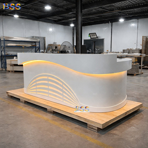 Mostrador de <span class=keywords><strong>recepcionista</strong></span> médico de Corian personalizado, mostrador de información hospitalaria de diseño moderno, mostrador de recepción de clínica Dental único - Product Image 4