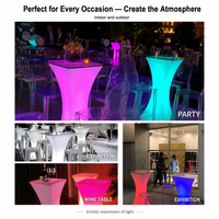 Table de bar lumineuse LED RGB réglable en hauteur, étanche, pour hôtel, salon et réception de mariage, avec tabouret de bar LED