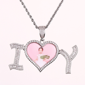 Nuovissimo Ciondolo Hip Hop con Foto e Scritta '<span class=keywords><strong>Ti</strong></span> <span class=keywords><strong>Amo</strong></span>' Creativo Fai-da-Te Cornice Portafoto Gioiello <span class=keywords><strong>Bellissimo</strong></span> Stile Europeo e Americano - Product Image 5