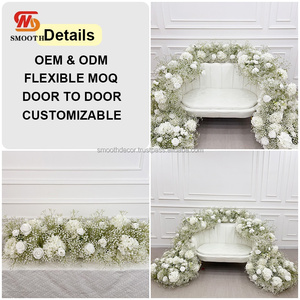 Camino de Mesa de Flores de Rosa Artificial Personalizado SMOOTH, Diseño Asimétrico Roto, Blanco, Opciones de Colores, Tamaño Personalizable - Product Image 2