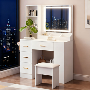 طاولة زينة عصرية صديقة للبيئة مع مرآة قائمة، طاولة تجميل كلاسيكية للشقق وغرف النوم وغرف المعيشة والفنادق - Product Image 3