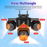 Caméra de sécurité solaire Wistino 20MP 14W à cinq objectifs, zoom 10X, extérieure, étanche IP66, 4G, caméra solaire Aov