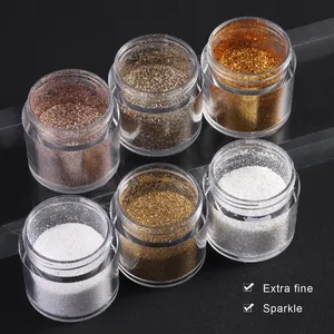 Ensemble de 6 paillettes pour ongles, paillettes blanches dorées effet sucre, poudre de sucre pour ongles, décoration de manucure scintillante - Product Image 1