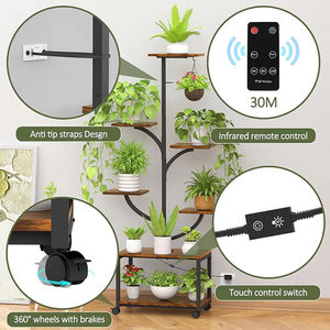 Soporte para plantas <span class=keywords><strong>con</strong></span> luz para cultivo, estante para plantas, <span class=keywords><strong>macetas</strong></span> <span class=keywords><strong>con</strong></span> rueda para interior, exterior, hogar, oficina, plantación, jardinería - Product Image 6