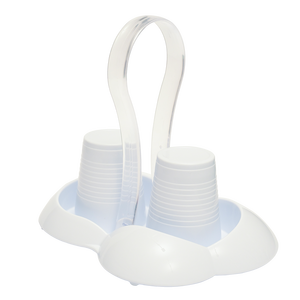 Gaia Piu <b>White</b> PP <b>Plastic</b> Cups Holder <b>Storage</b> Organizer with Large Capacity 2 Compartments for Kitchen Use - Product Image 1