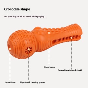 Jouets à mâcher pour animaux de compagnie, jouets en caoutchouc pour chien pour le grincement des dents, balles pour chien résistantes aux morsures, jouets crocodile avec fonction de fuite de nourriture - Product Image 5