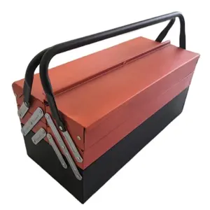 Metal Cantilever Tool Box 3-Tier 5 Tray Fold Out Steel Tool Box with Handle 18 inch Stack-able Portable Tool Storage Box