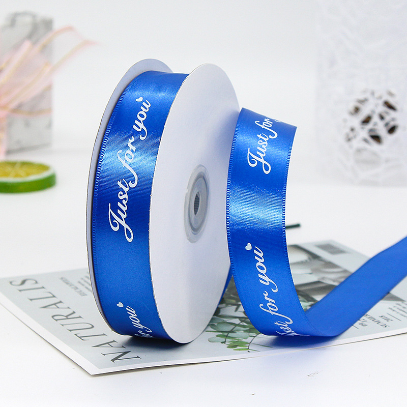 Luxury Gift Wrap Grosgrain Customize Ribbon Printed With Logo Double Faced Satin Polyester Ribbon for Craft