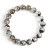 Bracelet en cristal naturel vert fantôme, perles rondes, bracelet fantôme, bijoux unisexes pour hommes et femmes, vente en gros d'usine