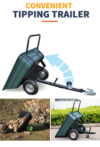 Chariot de jardin en acier robuste, <span class=keywords><strong>remorque</strong></span> à benne basculante, capacité de charge de 300 kg, finition peinte en poudre, <span class=keywords><strong>plateau</strong></span> en plastique pour utilisation en extérieur, <span class=keywords><strong>moto</strong></span>, VTT - Product Image 4