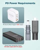 Adaptador de Corriente para Starlink Mini, Cargador PD de 20V 65W 100W, Conector USB Tipo C Hembra a DC Macho 5521