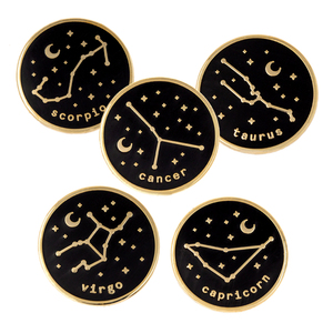 Üretici özel sevimli 12 takımyıldızı rozeti zodyak burç Leo Libra <span class=keywords><strong>Virgo</strong></span> sert mineli yaka rozeti - Product Image 1