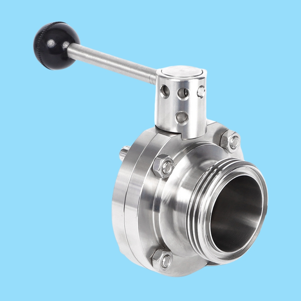 Stainless Steel Sanitary Internal Thread Manual Butterfly Valve for Water Wire Union Cleaning Sanitation Vehicle