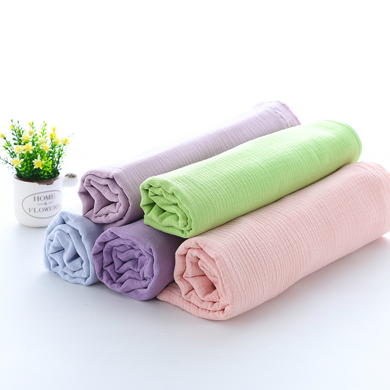 Двойная марлевая хлопчатобумажная креповая ткань, однотонная зеленая/фиолетовая/Розовая/синяя хлопчатобумажная ткань с принтом для самостоятельной сборки, пэчворк, детская одежда для сна