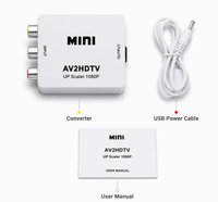 Convertidor AV a HDTV 1080P, Adaptador de Audio y Video Compuesto RCA con Cable de Alimentación USB, Plug and Play para TV, Monitor y Proyector