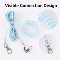 Laisse de vol pour perroquet, en plastique solide avec rivets, corde en latex élastique, fermoir métallique, anti-évasion, dégagement rapide, mains libres, 200 cm, 300 cm, enroulable