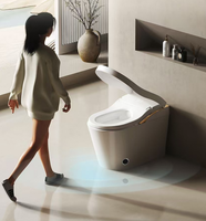 WC intelligent haut de gamme, blanc et or, avec télécommande, capteur de pied automatique, chasse d'eau double, monobloc, de luxe