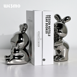Figurine en céramique noire et blanche, style Art déco, en forme de <span class=keywords><strong>lapin</strong></span>, serre-livres, décoration pour la maison, salon, bureau, décoratif - Product Image 1