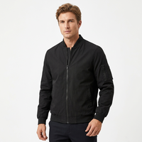 Blouson bomber noir pour homme, col montant, fermeture éclair, manches longues, vêtement d'extérieur décontracté pour l'automne