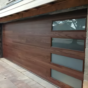 Porte <span class=keywords><strong>de</strong></span> <span class=keywords><strong>garage</strong></span> automatique à bascule en aluminium avec vitrage 9x7, grain <span class=keywords><strong>de</strong></span> bois brun, pour <span class=keywords><strong>garage</strong></span> à 2 voitures - Product Image 5