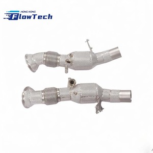 Tube intermédiaire en acier inoxydable avec bouclier thermique et finition sablée pour Ferrari 296 GTB 2.9T V6 hybride - Product Image 4