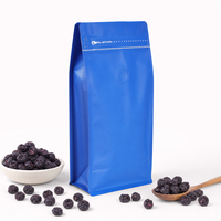 Sachet refermable à fond plat personnalisé avec valve et fermeture éclair pour emballage de café en grains, poudre, bonbons, fruits secs, pochette verticale