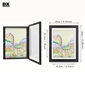 DX thiết kế trẻ em A4 & 4x6 nghệ thuật hình ảnh khung lật khung trong gỗ màu đen với vỡ kính chống cho ngang dọc hiển thị - Product Image 5