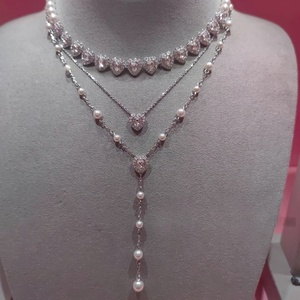 Nuevo Collar <span class=keywords><strong>de</strong></span> Perlas con Diamantes en Forma <span class=keywords><strong>de</strong></span> Corazón, Estilo Moderno y Lujoso para <span class=keywords><strong>Mujer</strong></span>, Cadena para Clavícula que Combina con Todo - Product Image 3