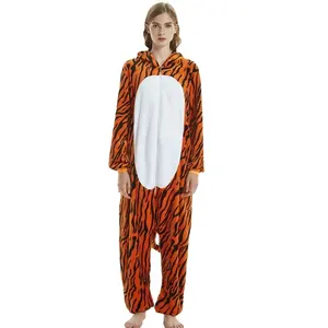 成人跳虎长袖法兰绒温暖熊猫睡衣一件儿童动物睡衣睡衣