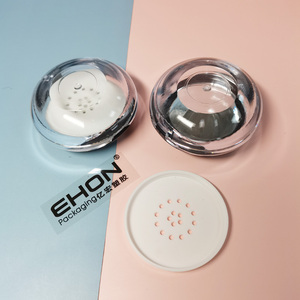 Usine personnalisé ovale noir flip couvercle base transparente étui à poudre cosmétique pour le maquillage pot de poudre en vrac de votre logo - Product Image 3