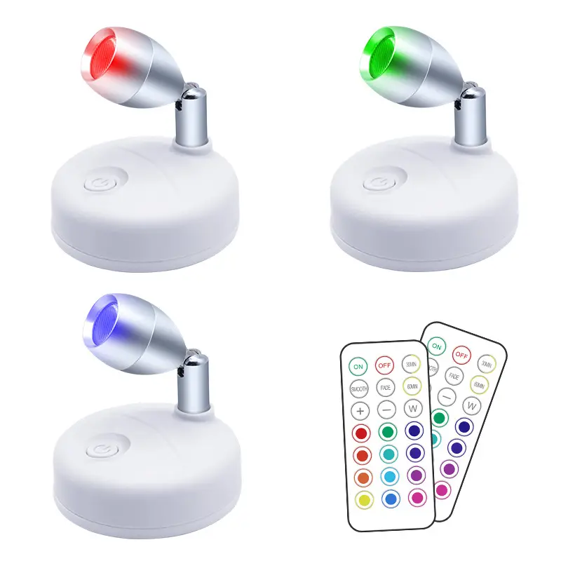 13-color Adjustable Led Remote Wireless Spotlight Battery Operated Accen t Lights for Home