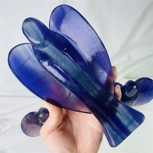 Venta caliente natural de alta calidad pulido fluorita cristal Ángel tallas <span class=keywords><strong>Reiki</strong></span> púrpura cristal Ángel para regalos Decoración - Product Image 4