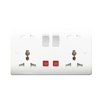 Enchufe universal de 2 tomas de 16 A + enchufe universal de 2 tomas con interruptor de 13 A, estándar británico, material de baquelita, cables de neón, fácil instalación