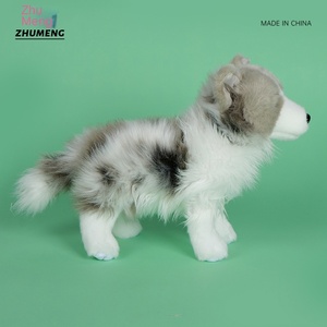 Cadeau de compagnie transfrontalier pour la guérison, cadeau d'anniversaire pour enfants, poupée en peluche chien <span class=keywords><strong>berger</strong></span> australien gris et blanc, jouet en coton PP - Product Image 2