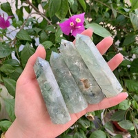 Vente en gros de tours de cristal de préhnite naturelle et de quartz rutile noir pour la décoration intérieure