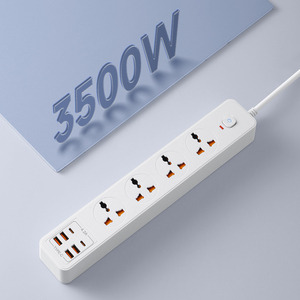 Tira de alimentación eléctrica universal, cable de extensión de toma de corriente de 4 salidas con puertos USB, tira de Alimentación protectora contra sobretensiones - Product Image 2