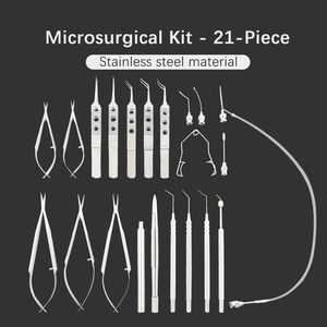 21pcs Peralatan Katarak Baja Tahan Karat, Set Instrumen Mikroskopik Oftalmik untuk Operasi Katarak Mata dengan Kotak Sterilisasi - Product Image 5