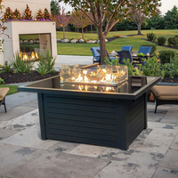 Table de foyer au gaz propane en verre trempé noir rectangle de 46 pouces de haute qualité en matériau d'aluminium durable