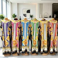 Robe longue maxi islamique ample à manches chauve-souris et col en V, imprimé ethnique, pour femme, idéale pour le quotidien, les vacances et les occasions décontractées.