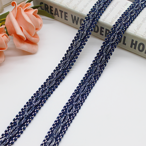 <span class=keywords><strong>Ruban</strong></span> tressé personnalisé en <span class=keywords><strong>dentelle</strong></span> florale <span class=keywords><strong>marine</strong></span> avec fil argenté, motif vague ajourée, pour vêtements en jean, accessoires pour cheveux, chaussures et sacs (Sexy) - Product Image 1