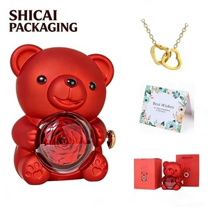 Produit transfrontalier très vendu : Ours en peluche Hug Bear avec surprise à retourner, Ours rose à fleur éternelle, Cadeau de Saint-Valentin, Jouet et Décoration - Product Image 2