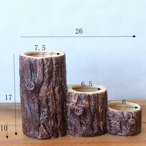 Wholesale Ceramic Tree Stump Succulent Flower Pots Desktop <strong>Rustic</strong> <strong>Garden</strong> <strong>Decor</strong> - Product Image 6