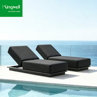 Chaise longue d'extérieur en aluminium résistant aux intempéries, moderne et minimaliste, avec coussin épais, pour hôtel, jardin, plage, protection UV