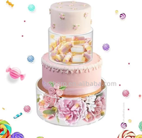 Support à gâteau en acrylique pour fête, mariage, présentoir à gâteaux et cupcakes transparent, centre de table empilable avec lumières LED