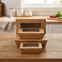 Boîtes à repas écologiques en papier kraft pour la préparation des repas, contenants à emporter avec fenêtre