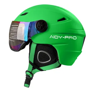 सीई स्वीकृत कंस्ट्रक्शन स्की हेलमेट नया हाई एंड कस्टम स्नो स्की हेलमेट वाइज़र के साथ स्नोबोर्डिंग स्नो हेलमेट ग्लास के साथ